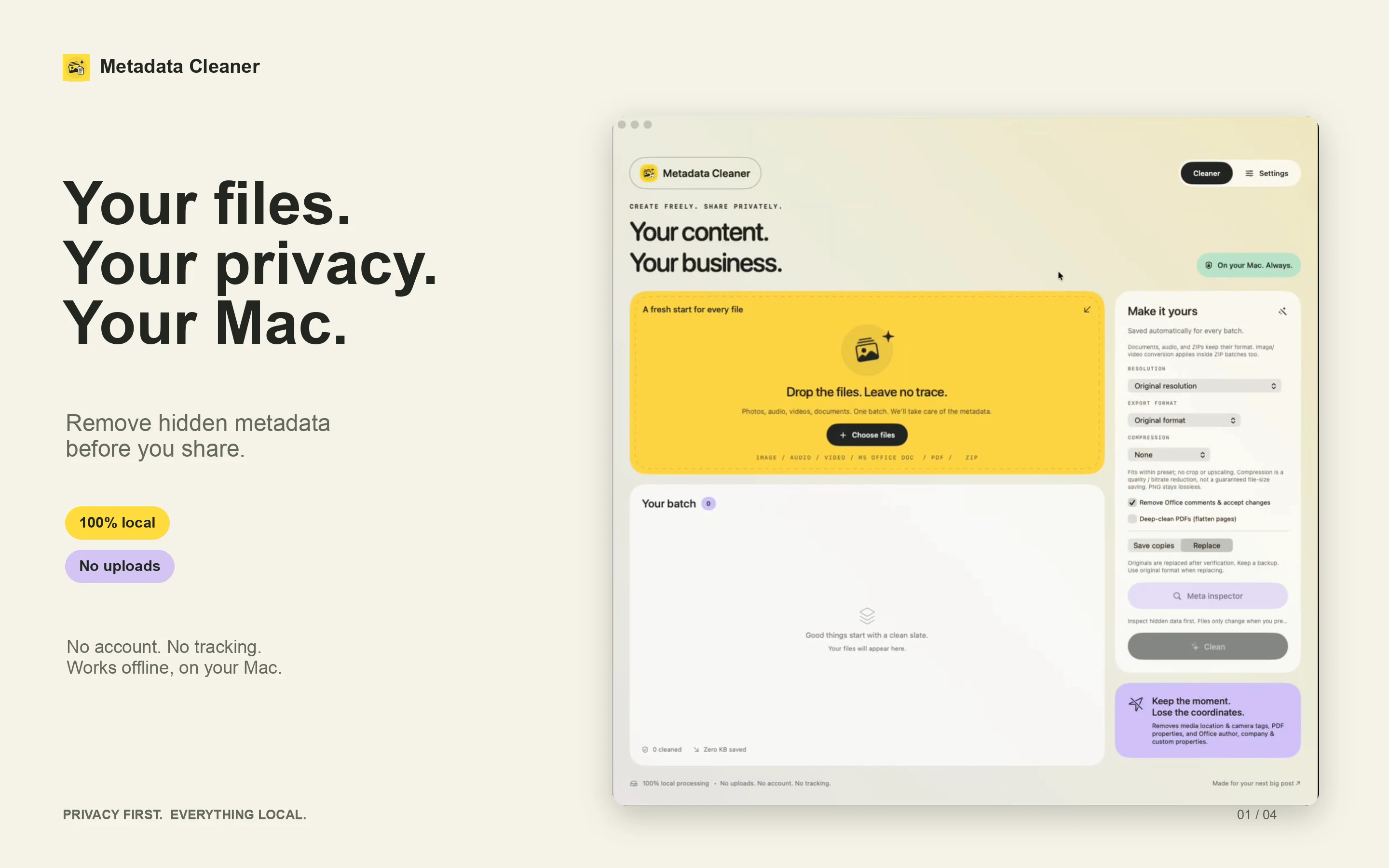 Metadata Cleaner product preview